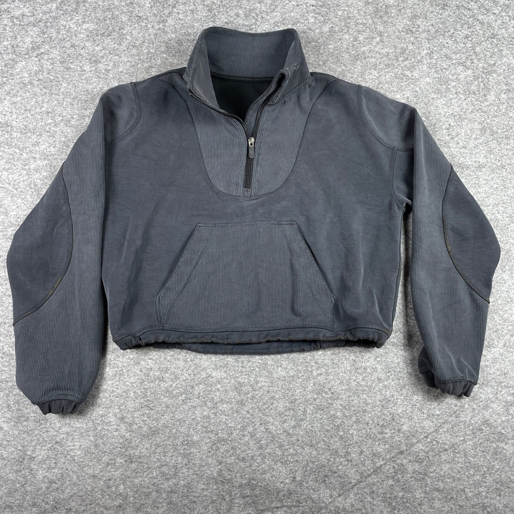 Lululemon Brushed Softstreme Oversized Half-Zip Cropped Pullover Womens 6 Black